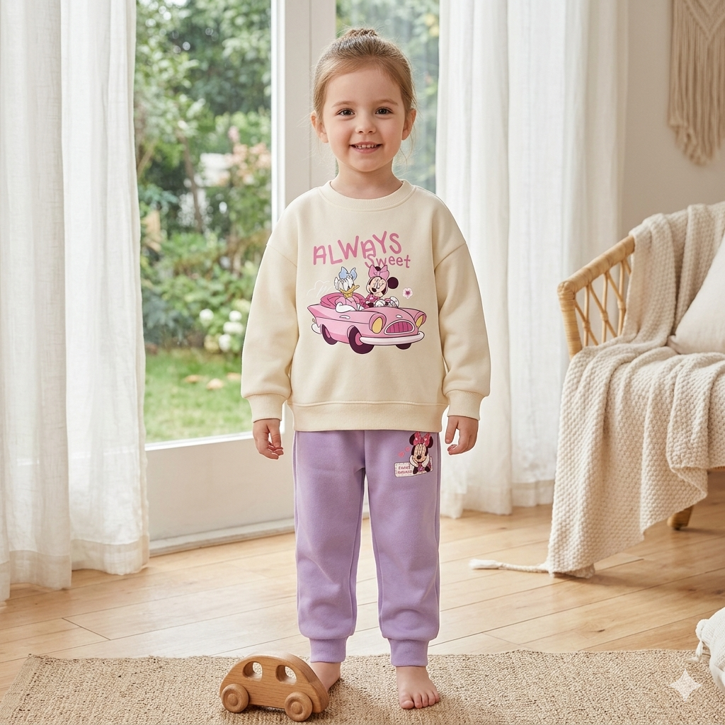 Disney Minnie & Daisy Convertible Set – Cream & Lavender (1–10 Years)