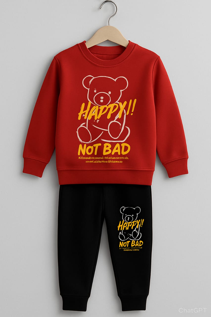 Red Winter Cotton Fales Track Suit with Monkey Logo